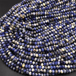 Faceted Natural Denim Sodalite 5mm 6mm Rondelle Beads Multicolor Shaded Gemstone 15.5" Strand