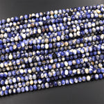 Faceted Natural Denim Sodalite 5mm 6mm Rondelle Beads Multicolor Shaded Gemstone 15.5" Strand