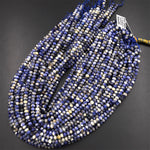 Faceted Natural Denim Sodalite 5mm 6mm Rondelle Beads Multicolor Shaded Gemstone 15.5" Strand