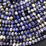 Faceted Natural Denim Sodalite 5mm 6mm Rondelle Beads Multicolor Shaded Gemstone 15.5" Strand