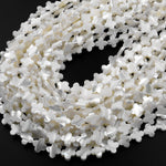 AAA Iridescent Carved Natural White Mother of Pearl Shell 4 Leaf Clover Beads 6mm 8mm 10mm 12mm 15.5" Strand