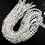 AAA Iridescent Carved Natural White Mother of Pearl Shell 4 Leaf Clover Beads 6mm 8mm 10mm 12mm 15.5" Strand