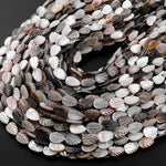 AAA Iridescent Hand Carved Natural Golden Smoky Champaign Brown Mother of Pearl Shell Beads Teardrop Leaf Shape 15.5" Strand