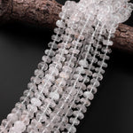 Natural Rock Crystal Quartz Beads W/ Golden Copper Red Iron Matrix Faceted Rondelle Wheel 15.5" Strand