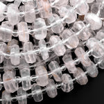 Natural Rock Crystal Quartz Beads W/ Golden Copper Red Iron Matrix Faceted Rondelle Wheel 15.5" Strand