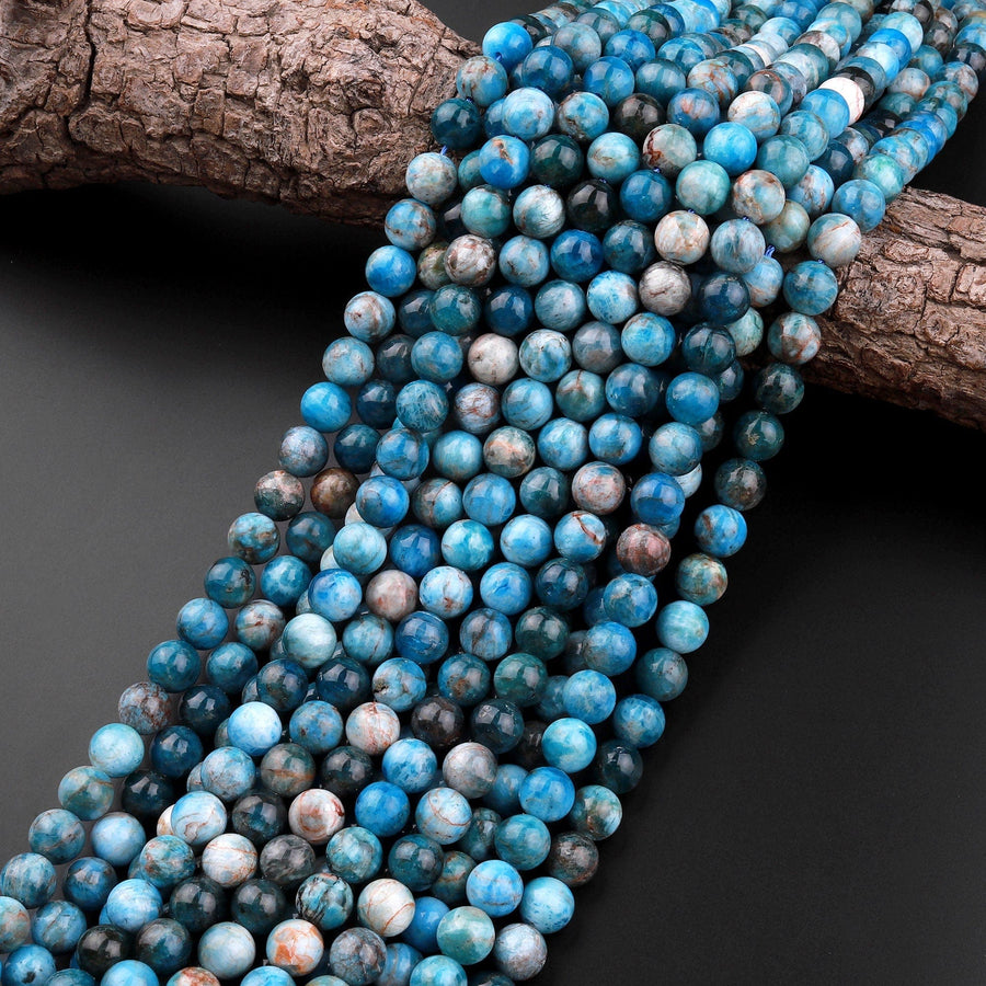 Natural Apatite 4mm 6mm 8mm 10mm Smooth Round Beads 15.5" Strand