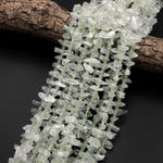 Natural Green Phantom Quartz Rough Raw Spike Center Drilled Hand Hammered Beads 15.5" Strand