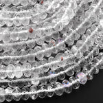 Rare Natural Rainbow Rock Crystal Quartz Beads Faceted 8mm 10mm Rondelle 15.5" Strand