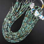 Natural African Turquoise Long Thin Rectangle Tube Beads Gemstone 15.5" Strand