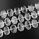 Natural Rock Crystal Quartz Faceted Rectangle Beads Flat Cushion Center Drilled 15.5" Strand