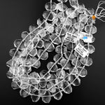 Natural Rock Crystal Quartz Faceted Rectangle Beads Flat Cushion Center Drilled 15.5" Strand