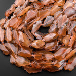 Rare Natural Condor Agate Beads Large Honey Golden Brown Faceted Slice Slab Focal Pendant Freeform Irregular Geode Shape 15.5" Strand