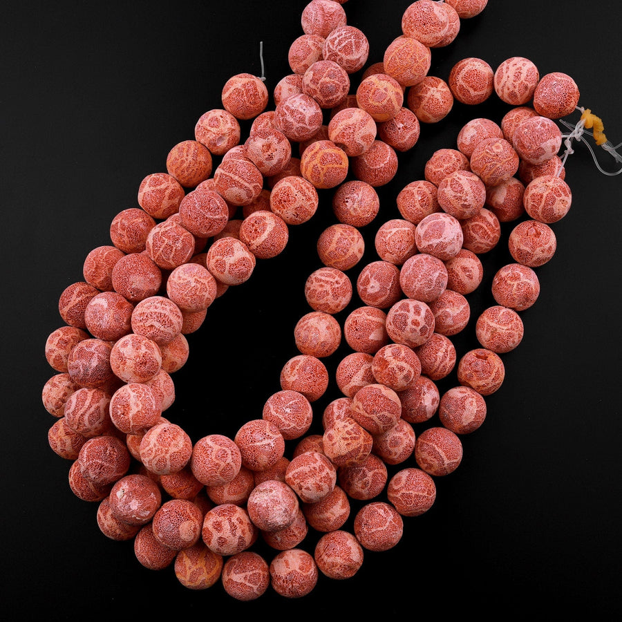 AAA Large Natural Red Sponge Coral Beads 16mm 22mm 24mm Round Beads 15.5" Strand