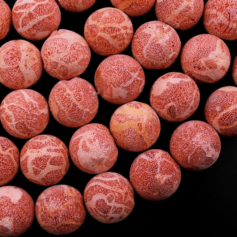 AAA Large Natural Red Sponge Coral Beads 16mm 22mm 24mm Round Beads 15.5" Strand