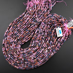 Real Genuine Pink Ruby Blue Sapphire Spinel Faceted 4mm Round Beads Gemstone 15.5" Strand