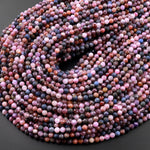 Real Genuine Pink Ruby Blue Sapphire Spinel Faceted 4mm Round Beads Gemstone 15.5" Strand