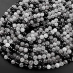 Natural Black Tourmaline Rutilated Quartz Round Beads 4mm 6mm 8mm 10mm 12mm 14mm 16mm 18mm 15.5" Strand