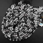 Natural Black Tourmaline Rutilated Quartz Round Beads 4mm 6mm 8mm 10mm 12mm 14mm 16mm 18mm 15.5" Strand