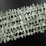 Natural Green Phantom Quartz Rough Raw Spike Center Drilled Hand Hammered Beads 15.5" Strand
