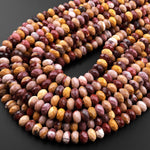 Large Australian Mookaite 10mm Faceted Rondelle Beads Sunset Color Red Yellow Maroon 15.5" Strand