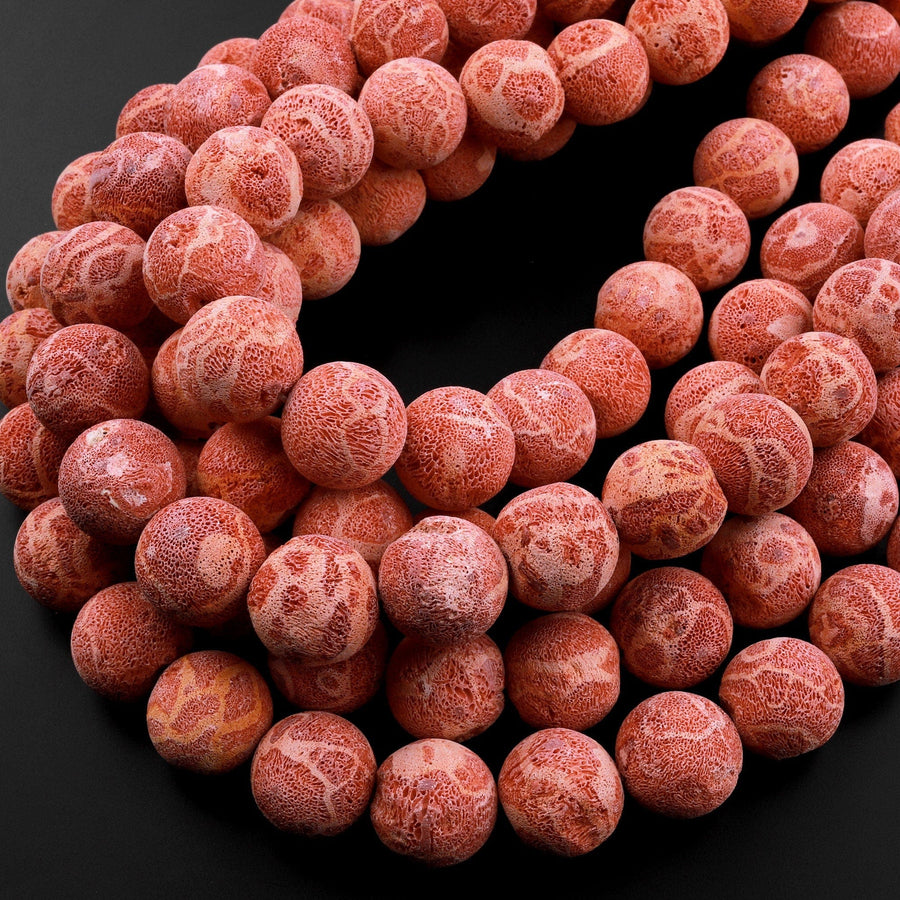 AAA Large Natural Red Sponge Coral Beads 16mm 22mm 24mm Round Beads 15.5" Strand