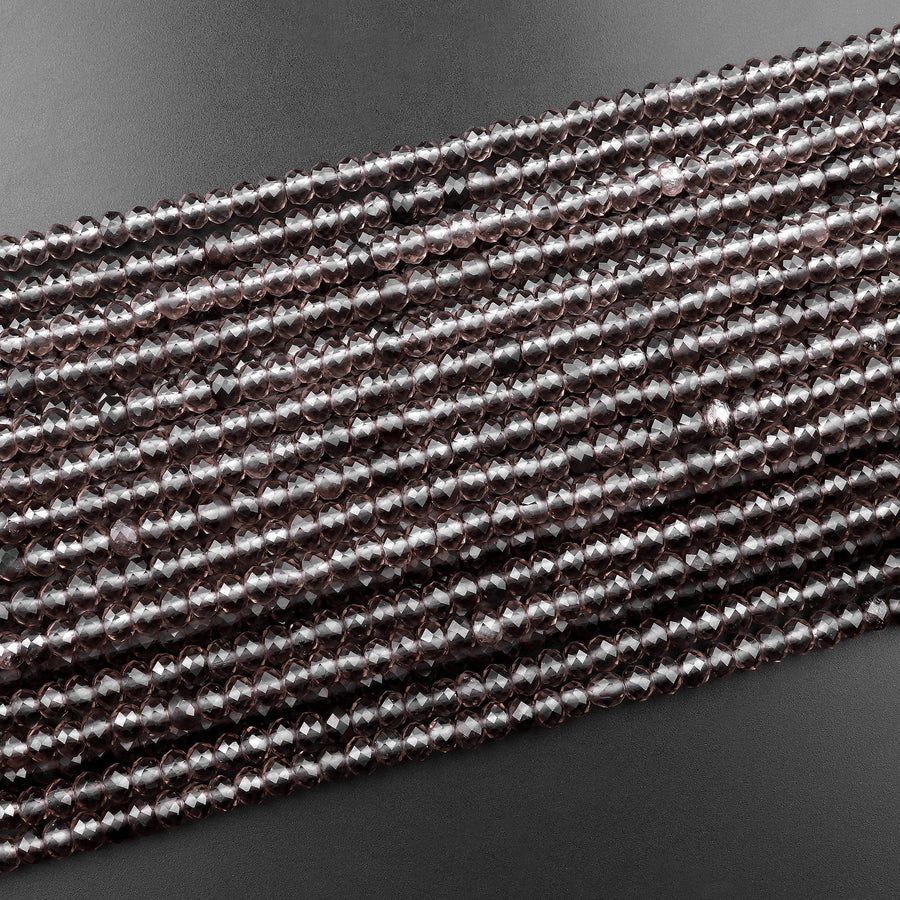 Faceted Smoky Quartz Rondelle Beads 4mm Gemstone 15.5" Strand