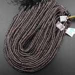 Faceted Smoky Quartz Rondelle Beads 4mm Gemstone 15.5" Strand
