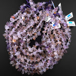 Super 7 Crystal Natural Phantom Amethyst Cacoxenite Raw Rough Point Beads Powerful Healing Stone 15.5" Strand