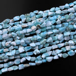 Natural Blue Larimar Freeform Pebble Chip Nugget Beads Gemstone 15.5" Strand