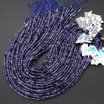 Natural Iolite Gemstone Faceted 4mm Cube Beads 15.5" Strand