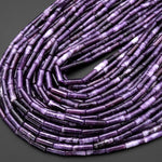 Natural Purple Lepidolite Thin Long Tube Beads 15.5" Strand