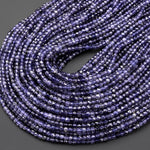 Natural Iolite Gemstone Faceted 4mm Cube Beads 15.5" Strand