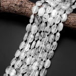 Natural Black Tourmaline Rutilated Quartz Oval Beads 18x13mm 15.5" Strand