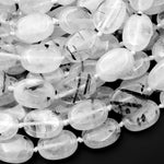Natural Black Tourmaline Rutilated Quartz Oval Beads 18x13mm 15.5" Strand