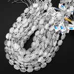 Natural Black Tourmaline Rutilated Quartz Oval Beads 18x13mm 15.5" Strand