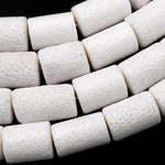 Natural White Sponge Coral Beads Large Smooth Tube Cylinder Gemstone 15.5" Strand