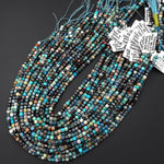 AAA Natural Chrysocolla Faceted 4mm Cube Dice Square Beads Micro Faceted Laser Diamond Cut 15.5" Strand