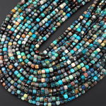 AAA Natural Chrysocolla Faceted 4mm Cube Dice Square Beads Micro Faceted Laser Diamond Cut 15.5" Strand