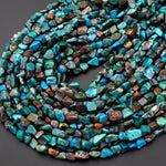 Natural Blue Green Brown Chrysocolla Freeform Chip Pebble Nugget Beads Gemstone 15.5" Strand