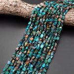 Natural Blue Green Brown Chrysocolla Freeform Chip Pebble Nugget Beads Gemstone 15.5" Strand