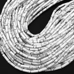 Natural Howlite Thin Long Tube Beads 14mm 15.5" Strand