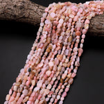 Natural Peruvian Pink Opal Freeform Pebble Nugget Beads Gemstone 15.5" Strand