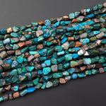 Natural Blue Green Brown Chrysocolla Freeform Chip Pebble Nugget Beads Gemstone 15.5" Strand