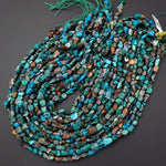 Natural Blue Green Brown Chrysocolla Freeform Chip Pebble Nugget Beads Gemstone 15.5" Strand