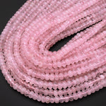 AAA Traslucent Natural Pink Rose Quartz Rondelle Beads 6x4mm 8x5mm 15.5" Strand