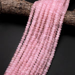 AAA Traslucent Natural Pink Rose Quartz Rondelle Beads 6x4mm 8x5mm 15.5" Strand