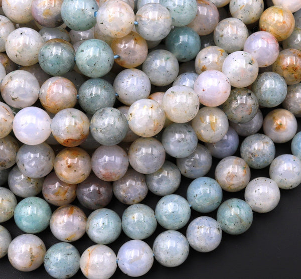 Natural Moss Chalcedony Smooth Round Beads 6mm 8mm 10mm Gemstone 15.5" Strand