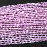 AAA Natural Kunzite  Faceted Rondelle 4mm Beads Real Genuine Violet Purple Pink Kunzite Gemstone 15.5" Strand