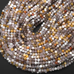 Micro Faceted Natural Yellow Botswana Agate 4mm Round Beads Laser Diamond Cut Gemstone 15.5" Strand