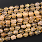 Translucent Natural Golden Rutile Quartz Puffy Smooth Nugget Beads Gemstone 15.5" Strand